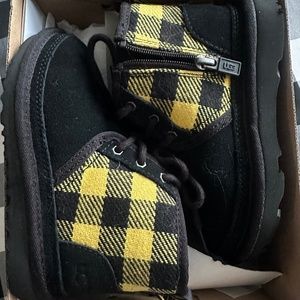UGG Brand new in box, toddlers size 10 Neumel II plaid boot, yellow and black